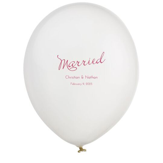 Expressive Script Married Latex Balloons